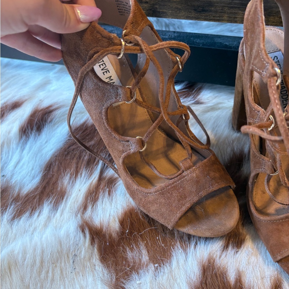Steve Madden Tan Suede Lace-Up Heels— never worn